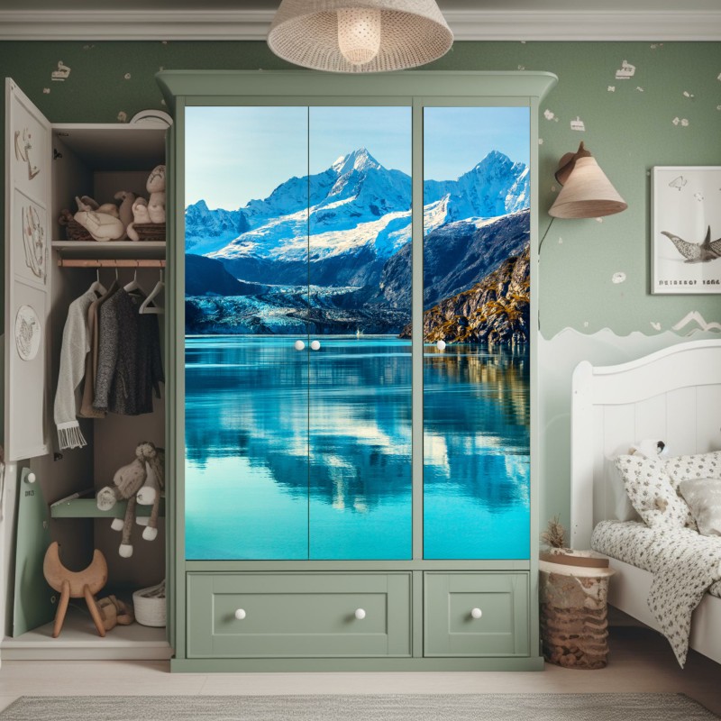 Schrankaufkleber herbstlicher waldweg mit goldenem licht – Wallnifity®