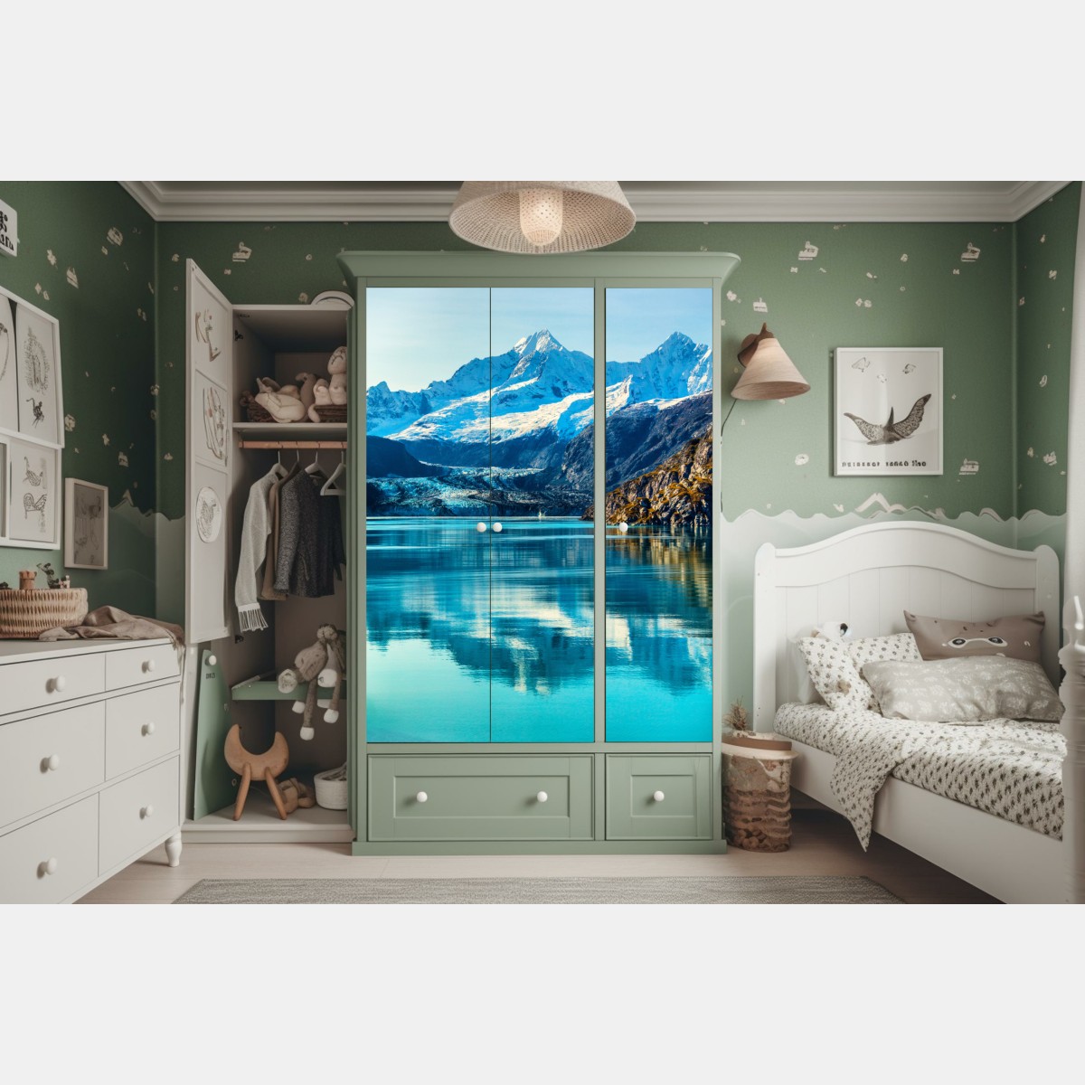 Schrankaufkleber ruhiger türkisfarbener bergsee – Wallnifity® Schrankaufkleber ruhiger türkisfarbener bergsee – Wallnifity®