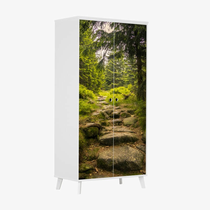 Schrankaufkleber üppiger grüner waldwasserfall – Wallnifity®