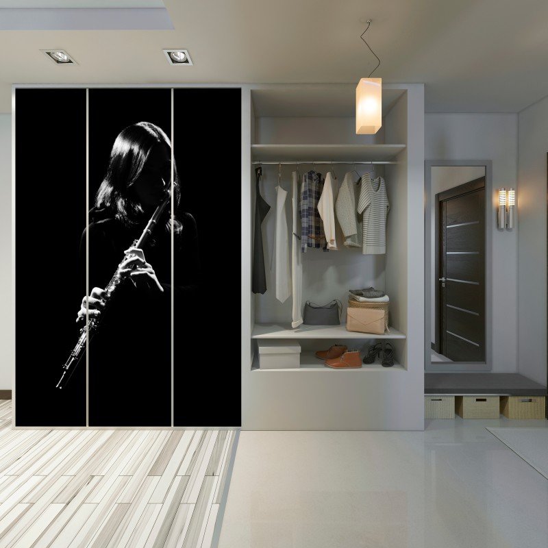 Schrankaufkleber elegante flötensilhouette – Wallnifity®