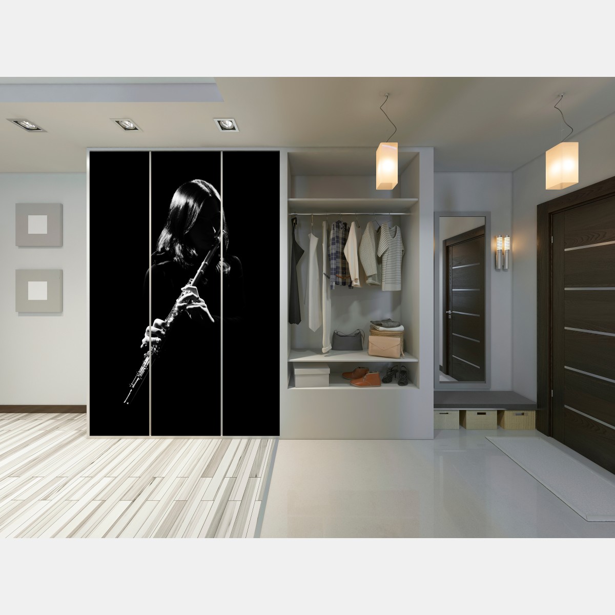 Schrankaufkleber elegante flötensilhouette – Wallnifity®