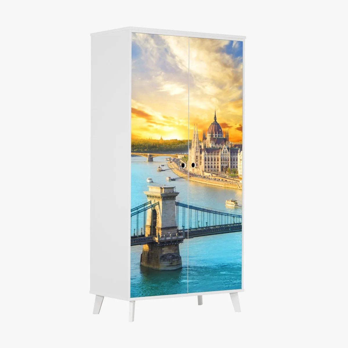 Schrankaufkleber sonnenuntergang über Budapest und der Kettenbrücke – Wallnifity® Schrankaufkleber sonnenuntergang über Budapest und der Kettenbrücke – Wallnifity®