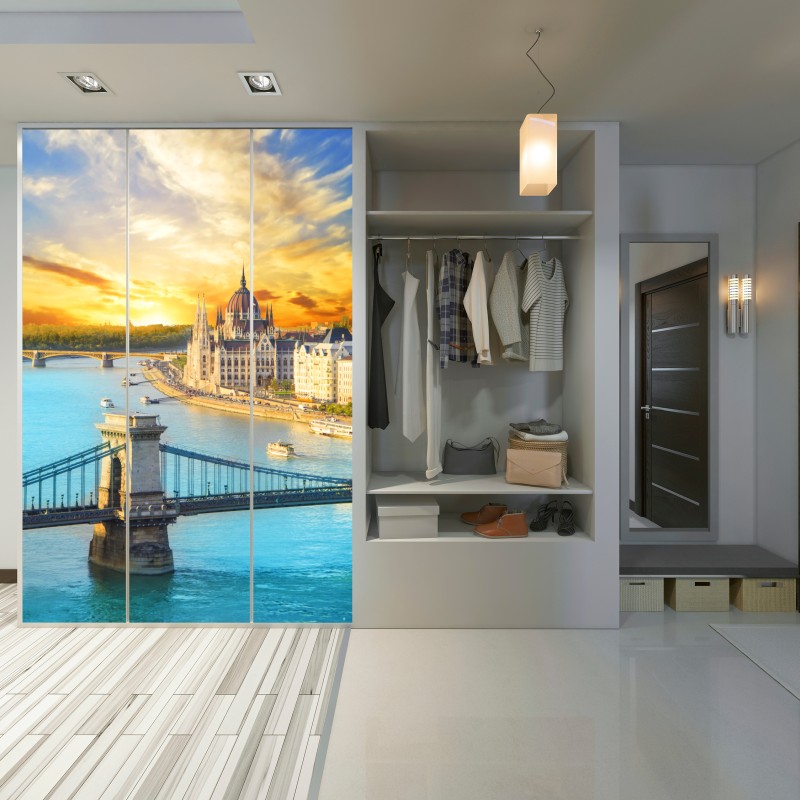 Schrankaufkleber sonnenuntergang über Budapest und der Kettenbrücke – Wallnifity® Schrankaufkleber sonnenuntergang über Budapest und der Kettenbrücke – Wallnifity®