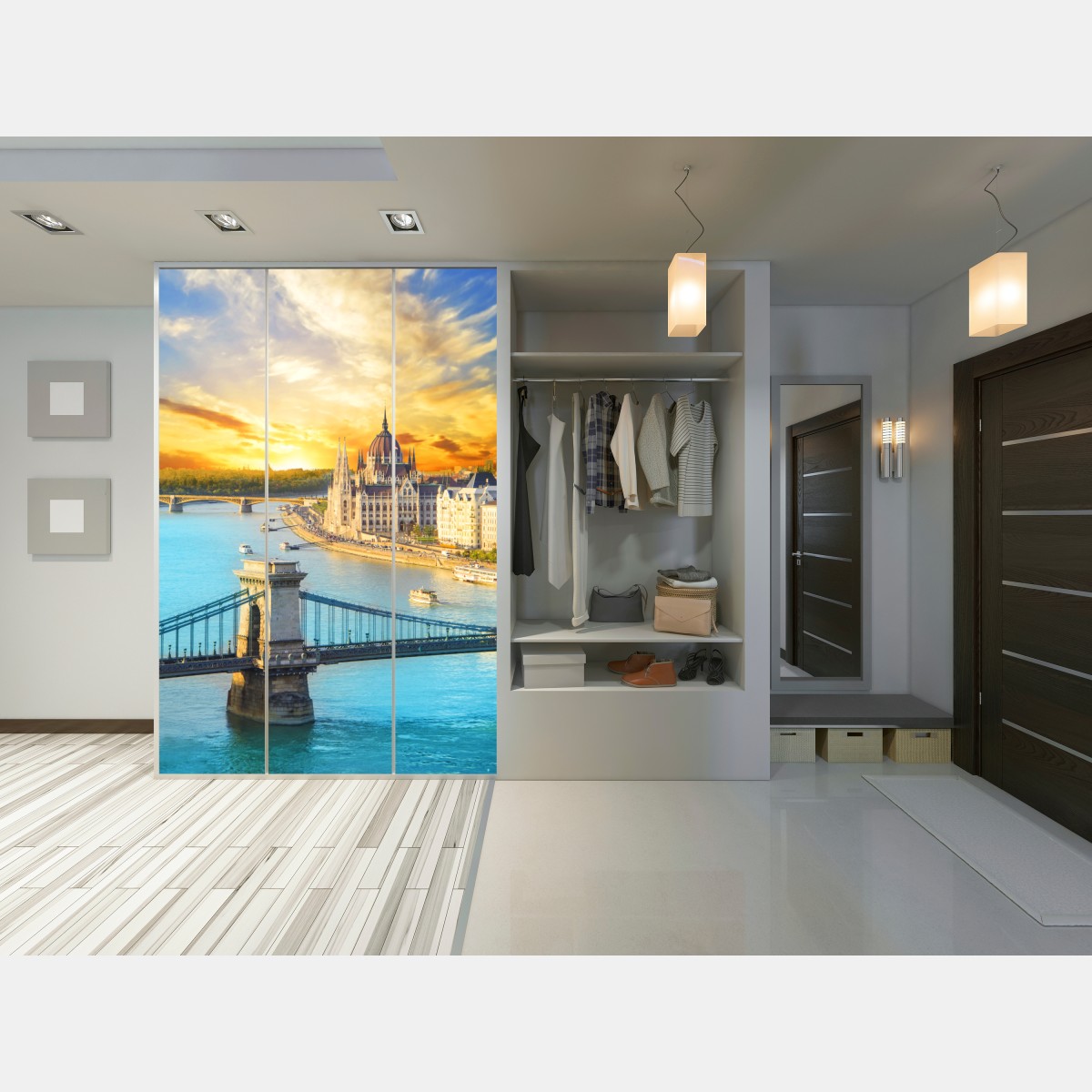 Schrankaufkleber sonnenuntergang über Budapest und der Kettenbrücke – Wallnifity® Schrankaufkleber sonnenuntergang über Budapest und der Kettenbrücke – Wallnifity®