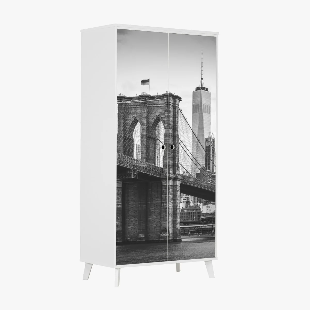 Schrankaufkleber Brooklyn bridge schwarzweiß stadtbild – Wallnifity® Schrankaufkleber Brooklyn bridge schwarzweiß stadtbild – Wallnifity®