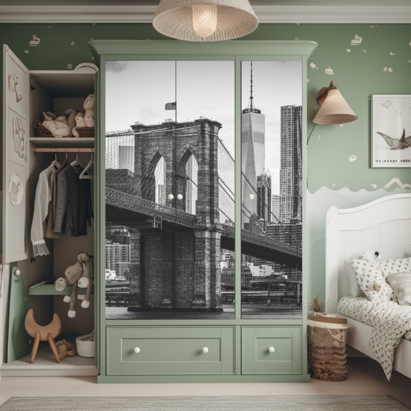 Schrankaufkleber ruhiger monochromer see mit reflexionen – Wallnifity®