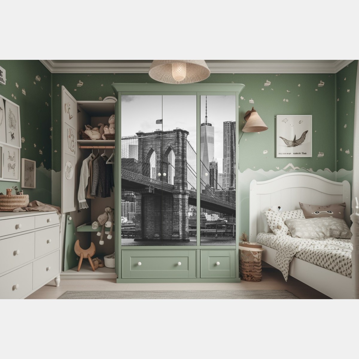 Schrankaufkleber Brooklyn bridge schwarzweiß stadtbild – Wallnifity® Schrankaufkleber Brooklyn bridge schwarzweiß stadtbild – Wallnifity®