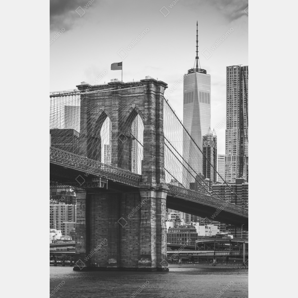 Schrankaufkleber Brooklyn bridge schwarzweiß stadtbild – Wallnifity® Schrankaufkleber Brooklyn bridge schwarzweiß stadtbild – Wallnifity®