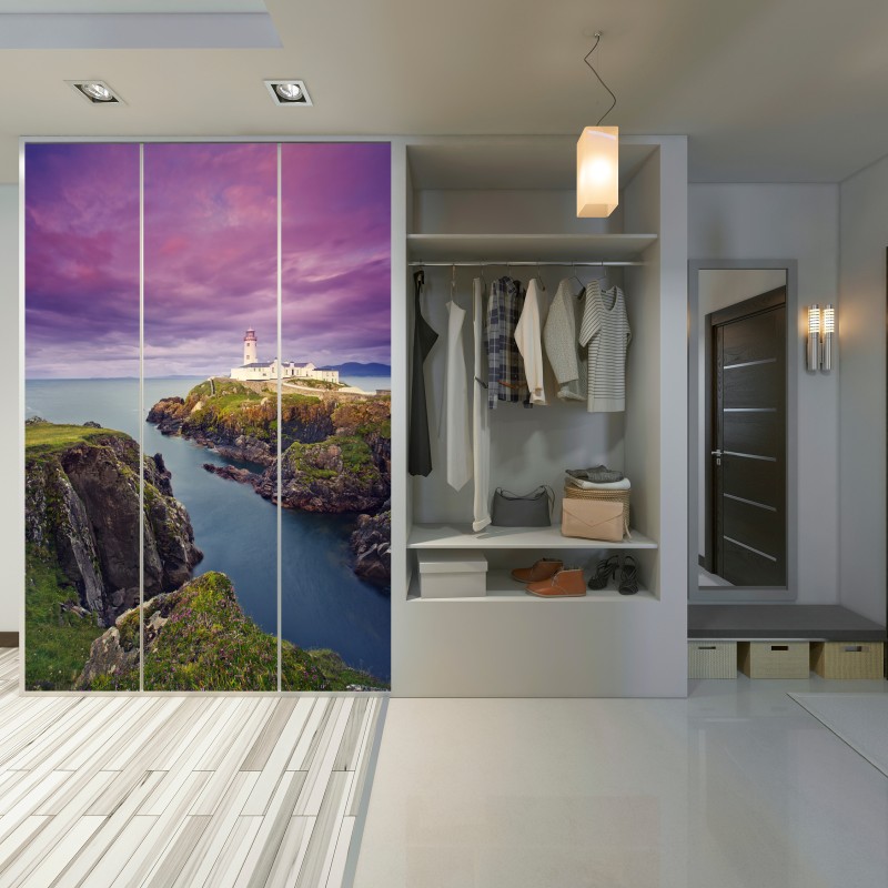 Schrankaufkleber lila leuchtturm an steiler küste – Wallnifity® Schrankaufkleber lila leuchtturm an steiler küste – Wallnifity®