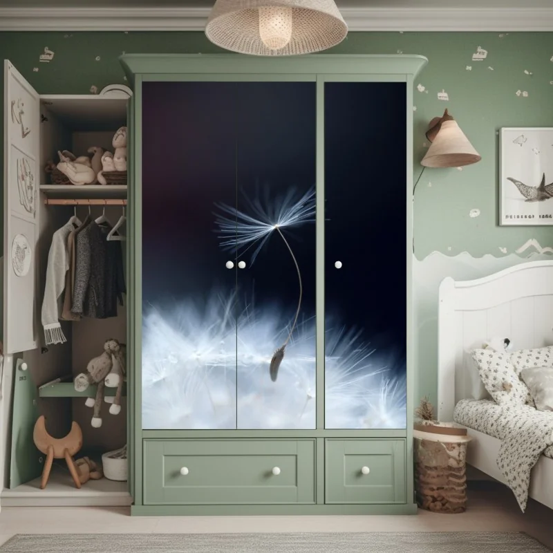 Schrankaufkleber zarte makroaufnahme eines löwenzahnsamens – Wallnifity® Schrankaufkleber zarte makroaufnahme eines löwenzahnsamens – Wallnifity®