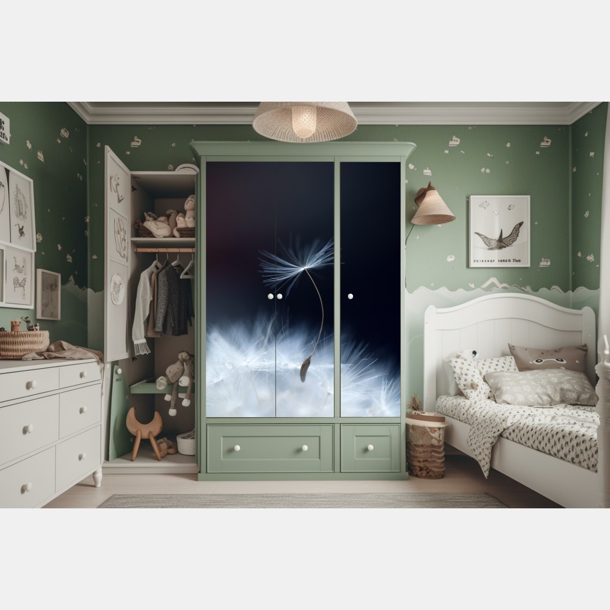 Schrankaufkleber zarte makroaufnahme eines löwenzahnsamens – Wallnifity® Schrankaufkleber zarte makroaufnahme eines löwenzahnsamens – Wallnifity®