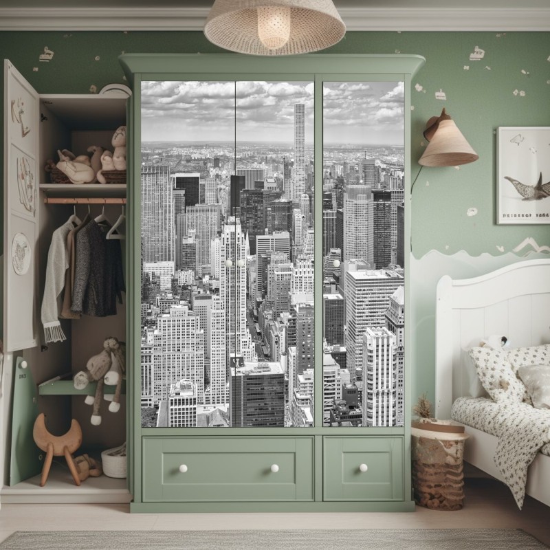 Schrankaufkleber Eiffelturm am Champ de Mars, lebendige pariser skyline – Wallnifity®