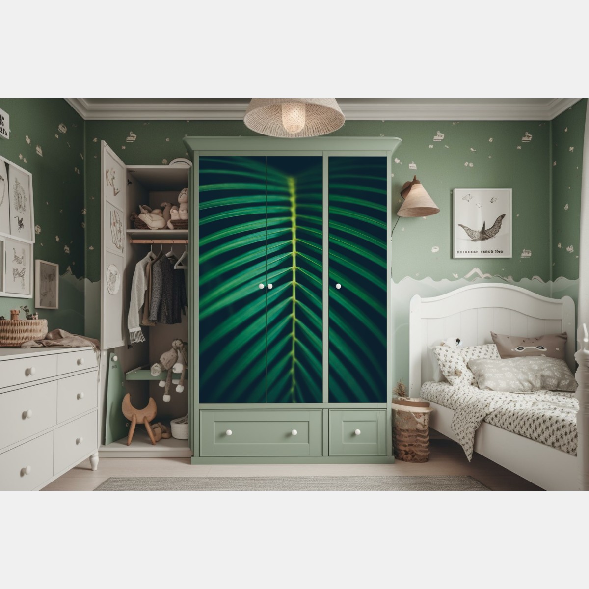 Schrankaufkleber vertikales palmenblatt nahaufnahme – Wallnifity® Schrankaufkleber vertikales palmenblatt nahaufnahme – Wallnifity®