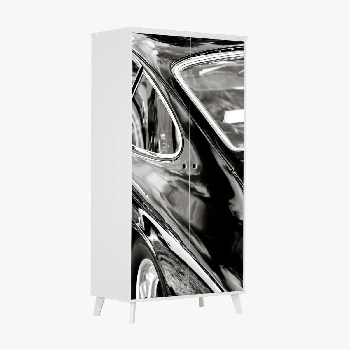 Schrankaufkleber oldtimer rückansicht detail in schwarzweiß – Wallnifity® Schrankaufkleber oldtimer rückansicht detail in schwarzweiß – Wallnifity®