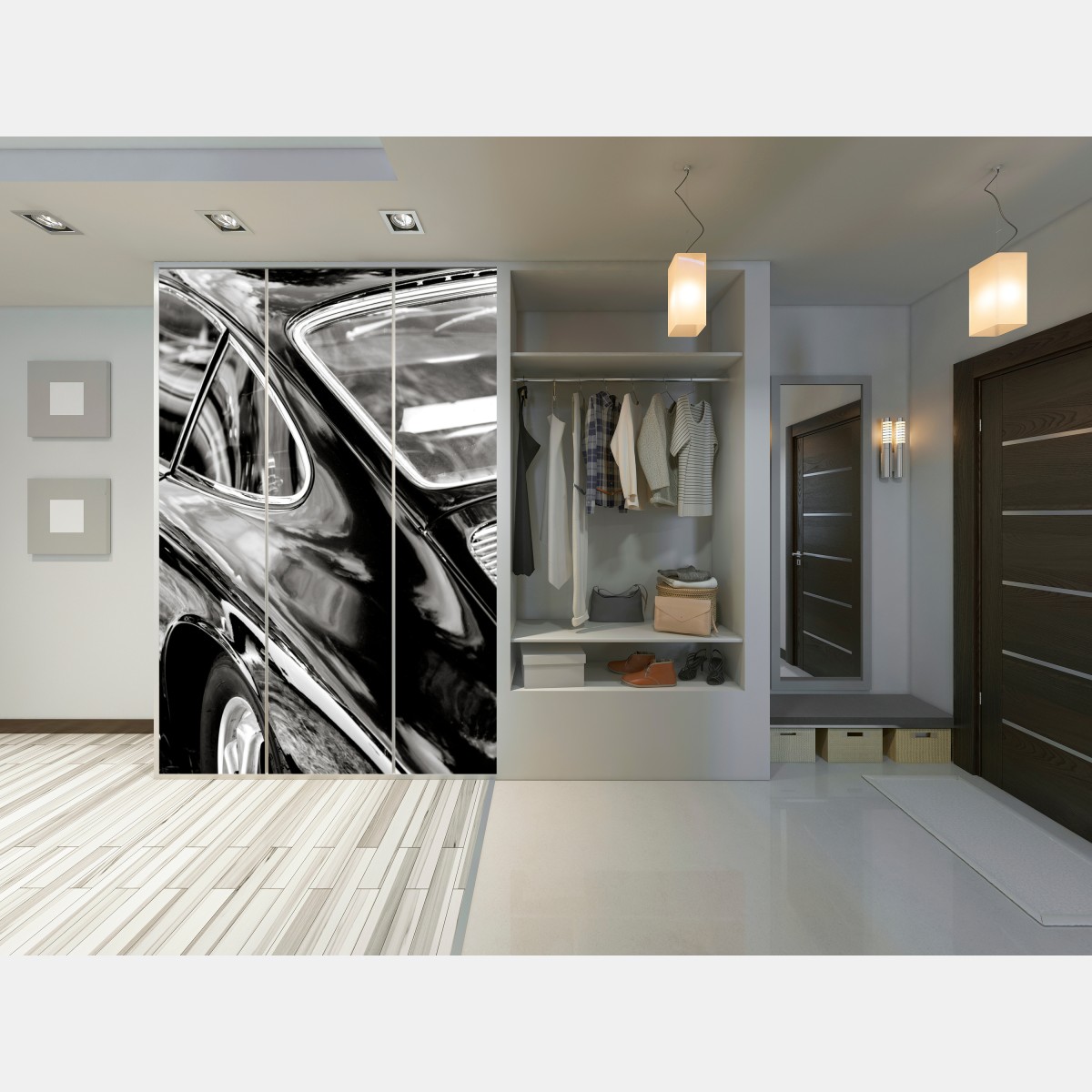 Schrankaufkleber oldtimer rückansicht detail in schwarzweiß – Wallnifity® Schrankaufkleber oldtimer rückansicht detail in schwarzweiß – Wallnifity®