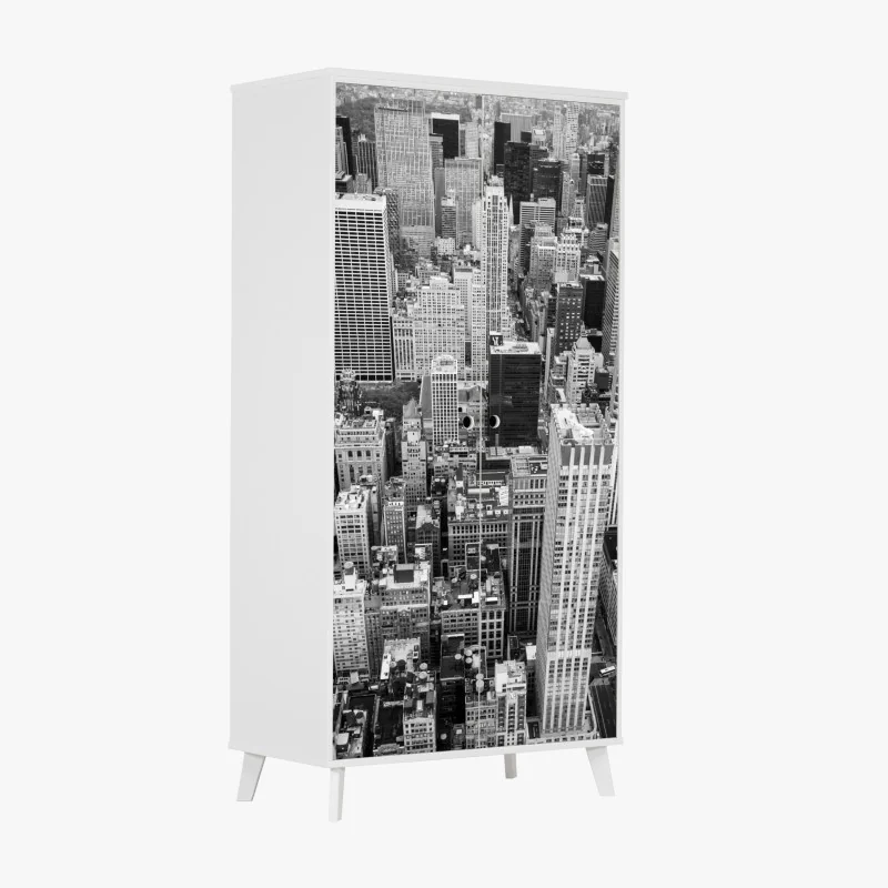 Schrankaufkleber schwarzweiße stadtsilhouette – Wallnifity® Schrankaufkleber schwarzweiße stadtsilhouette – Wallnifity®