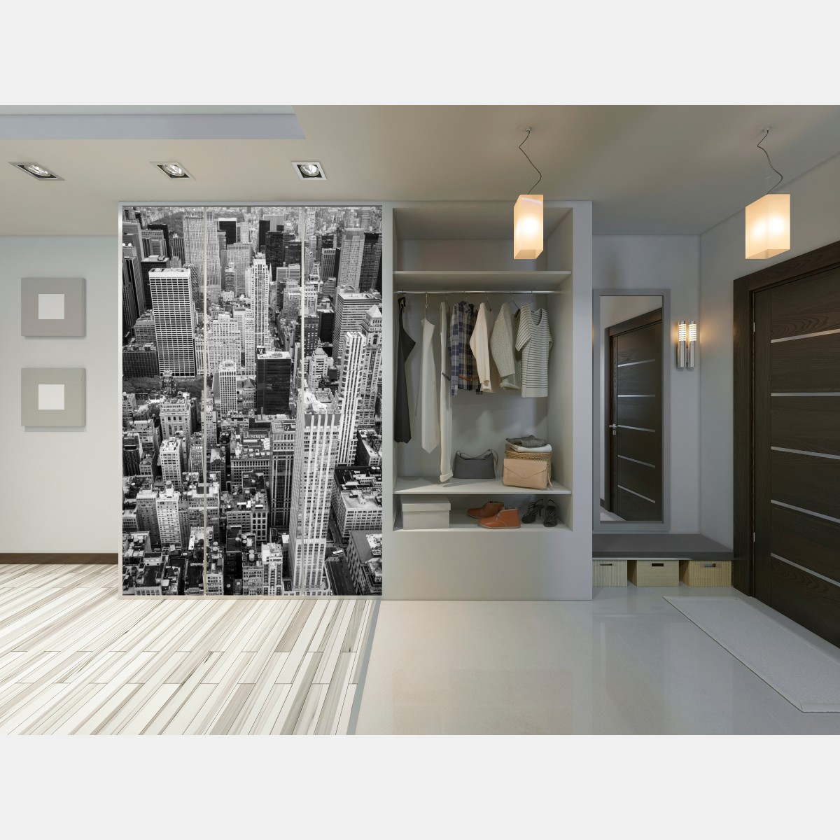 Schrankaufkleber schwarzweiße stadtsilhouette – Wallnifity® Schrankaufkleber schwarzweiße stadtsilhouette – Wallnifity®