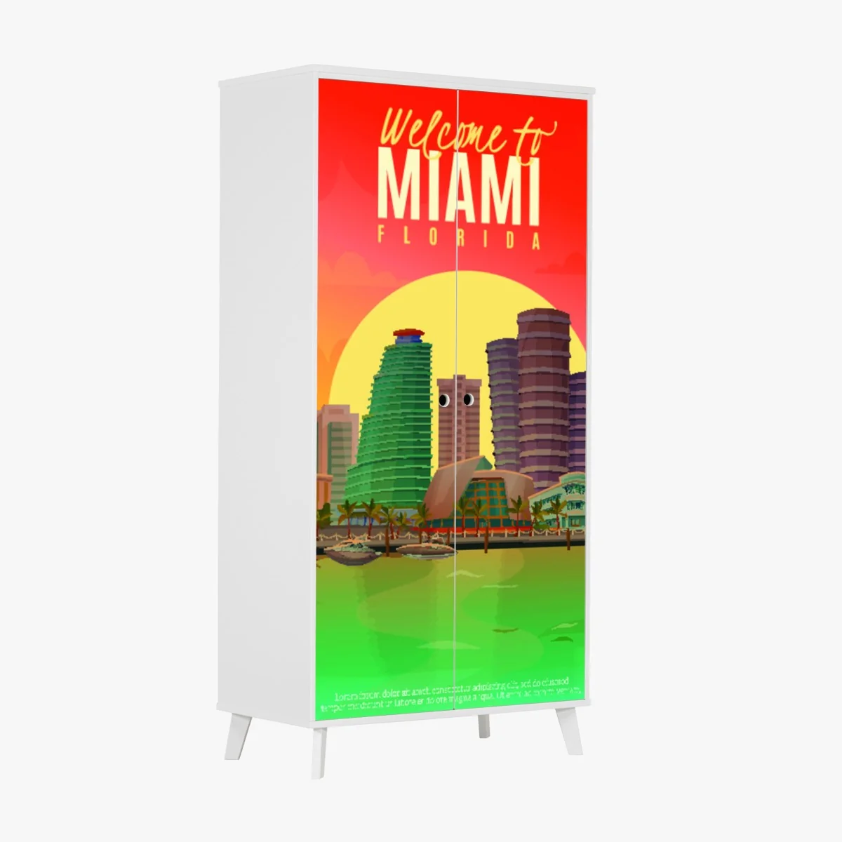 Schrankaufkleber Miami sonnenuntergang skyline – Wallnifity® Schrankaufkleber Miami sonnenuntergang skyline – Wallnifity®
