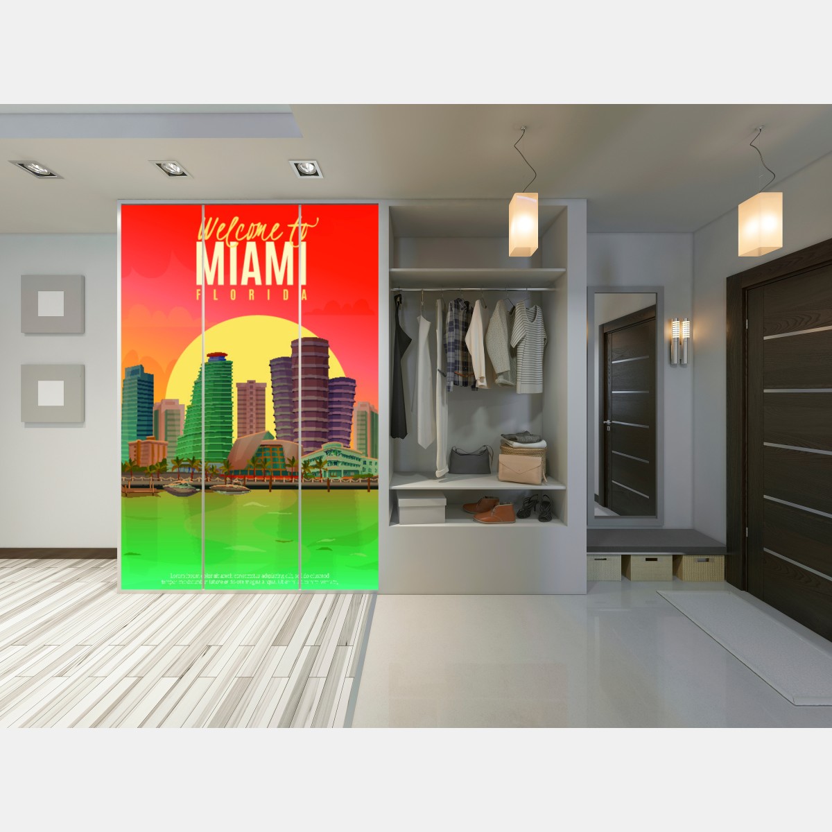 Schrankaufkleber Miami sonnenuntergang skyline – Wallnifity® Schrankaufkleber Miami sonnenuntergang skyline – Wallnifity®