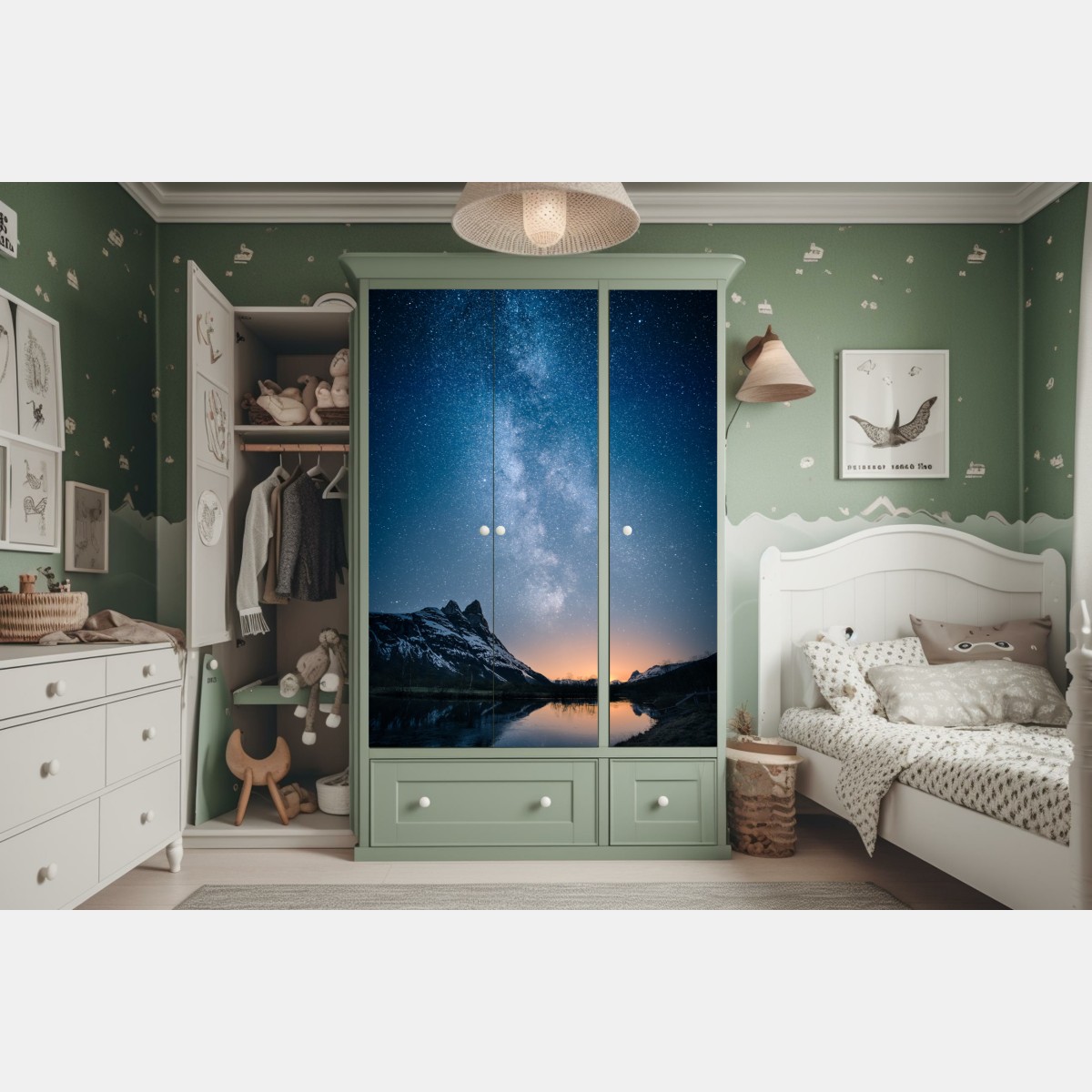 Schrankaufkleber milchstraße über bergspiegelung – Wallnifity® Schrankaufkleber milchstraße über bergspiegelung – Wallnifity®