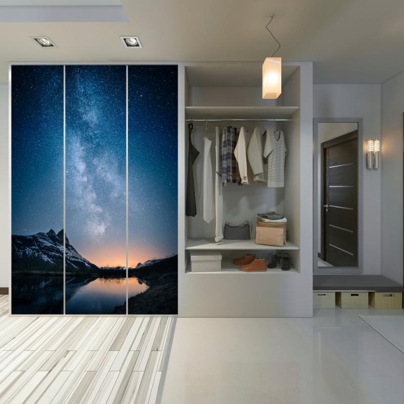Schrankaufkleber milchstraße über bergspiegelung – Wallnifity® Schrankaufkleber milchstraße über bergspiegelung – Wallnifity®