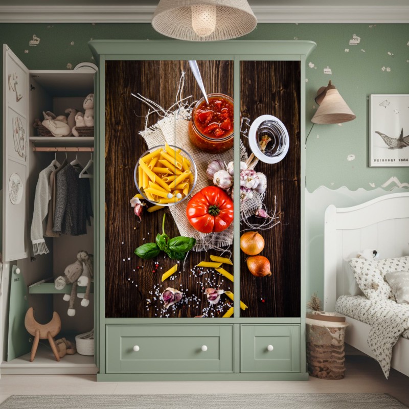 Schrankaufkleber vertikales palmenblatt nahaufnahme – Wallnifity®