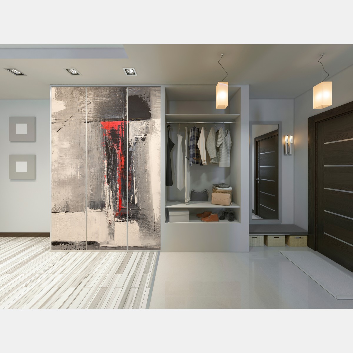 Schrankaufkleber strukturierte abstraktion mit rotem akzent – Wallnifity® Schrankaufkleber strukturierte abstraktion mit rotem akzent – Wallnifity®