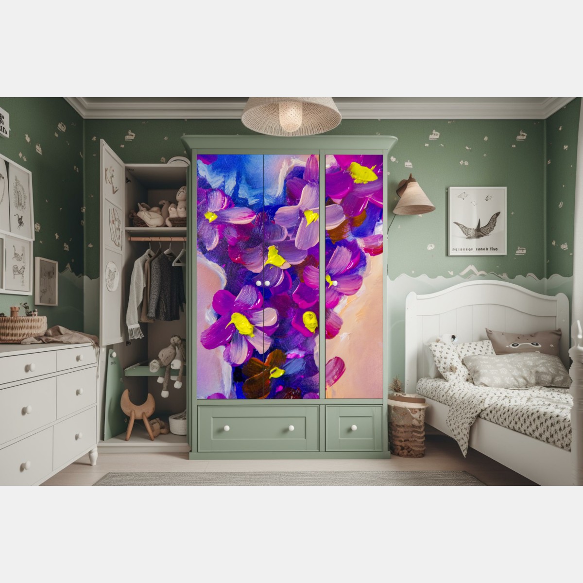 Schrankaufkleber intensiver violetter blumenstrauß – Wallnifity® Schrankaufkleber intensiver violetter blumenstrauß – Wallnifity®