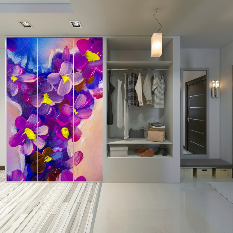 Schrankaufkleber intensiver violetter blumenstrauß – Wallnifity® Schrankaufkleber intensiver violetter blumenstrauß – Wallnifity®