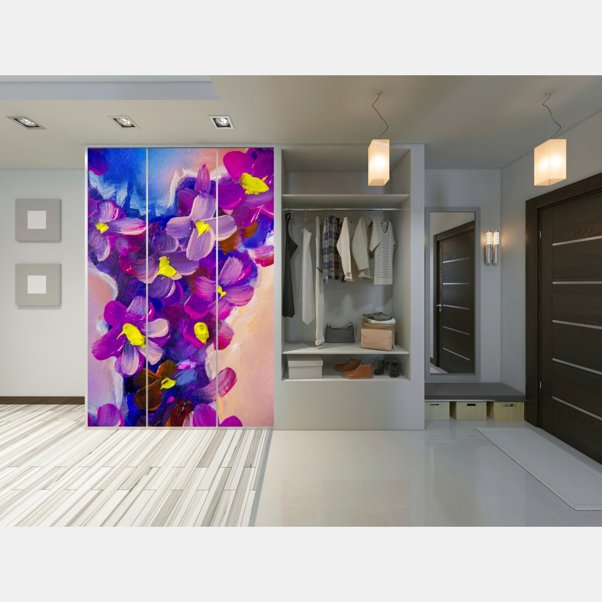 Schrankaufkleber intensiver violetter blumenstrauß – Wallnifity® Schrankaufkleber intensiver violetter blumenstrauß – Wallnifity®