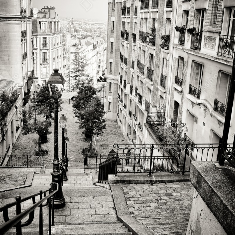 Schrankaufkleber städtische treppe in schwarzweiß – Wallnifity® Schrankaufkleber städtische treppe in schwarzweiß – Wallnifity®