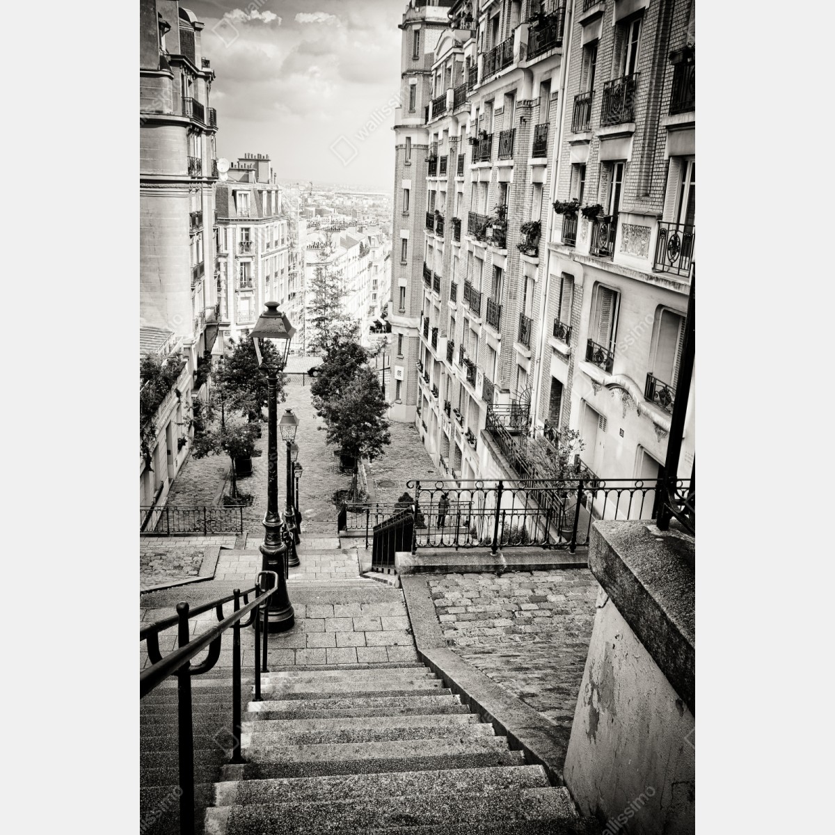 Schrankaufkleber städtische treppe in schwarzweiß – Wallnifity® Schrankaufkleber städtische treppe in schwarzweiß – Wallnifity®