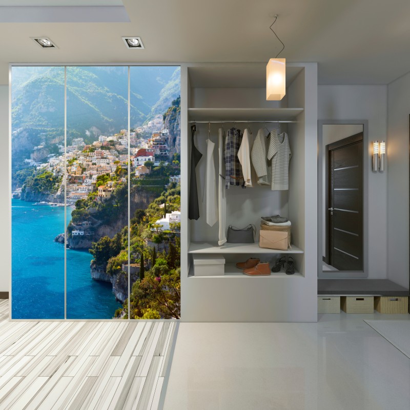 Schrankaufkleber Positano küstenpanorama an der klippe – Wallnifity® Schrankaufkleber Positano küstenpanorama an der klippe – Wallnifity®