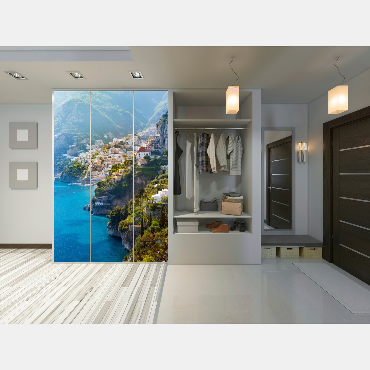 Schrankaufkleber Positano küstenpanorama an der klippe – Wallnifity® Schrankaufkleber Positano küstenpanorama an der klippe – Wallnifity®