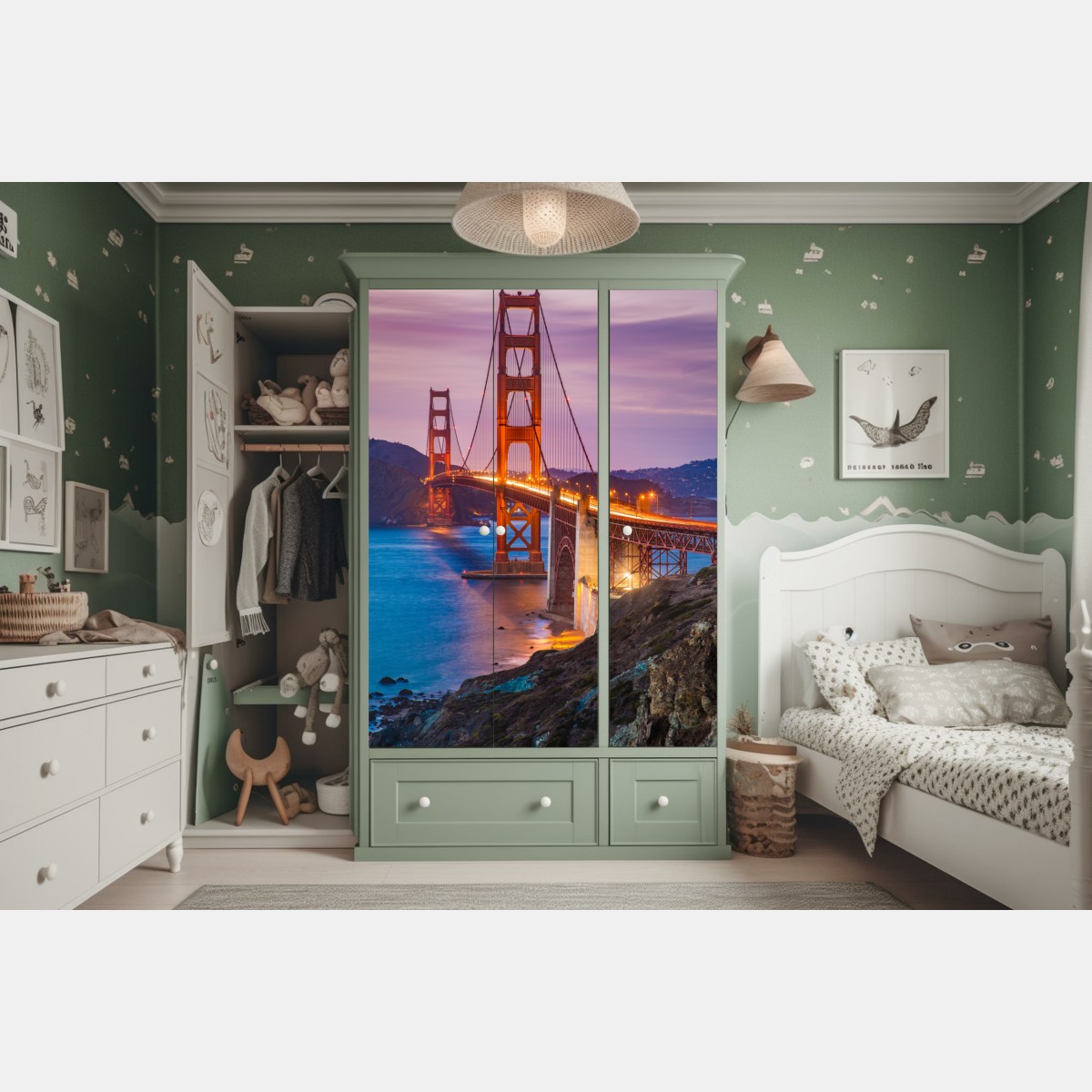 Schrankaufkleber golden gate bridge bei dämmerung, San Francisco – Wallnifity® Schrankaufkleber golden gate bridge bei dämmerung, San Francisco – Wallnifity®