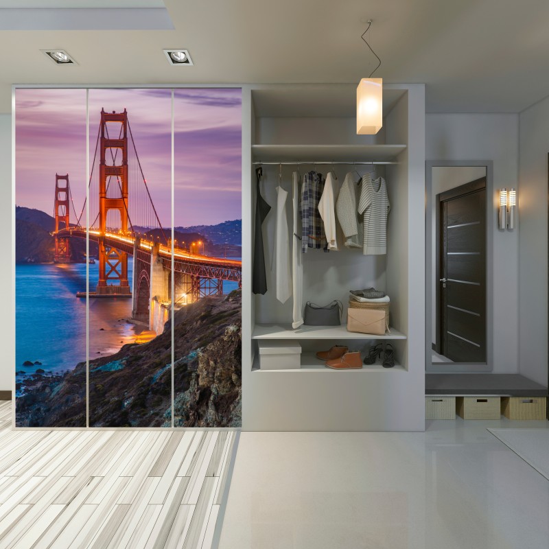 Schrankaufkleber golden gate bridge bei dämmerung, San Francisco – Wallnifity® Schrankaufkleber golden gate bridge bei dämmerung, San Francisco – Wallnifity®