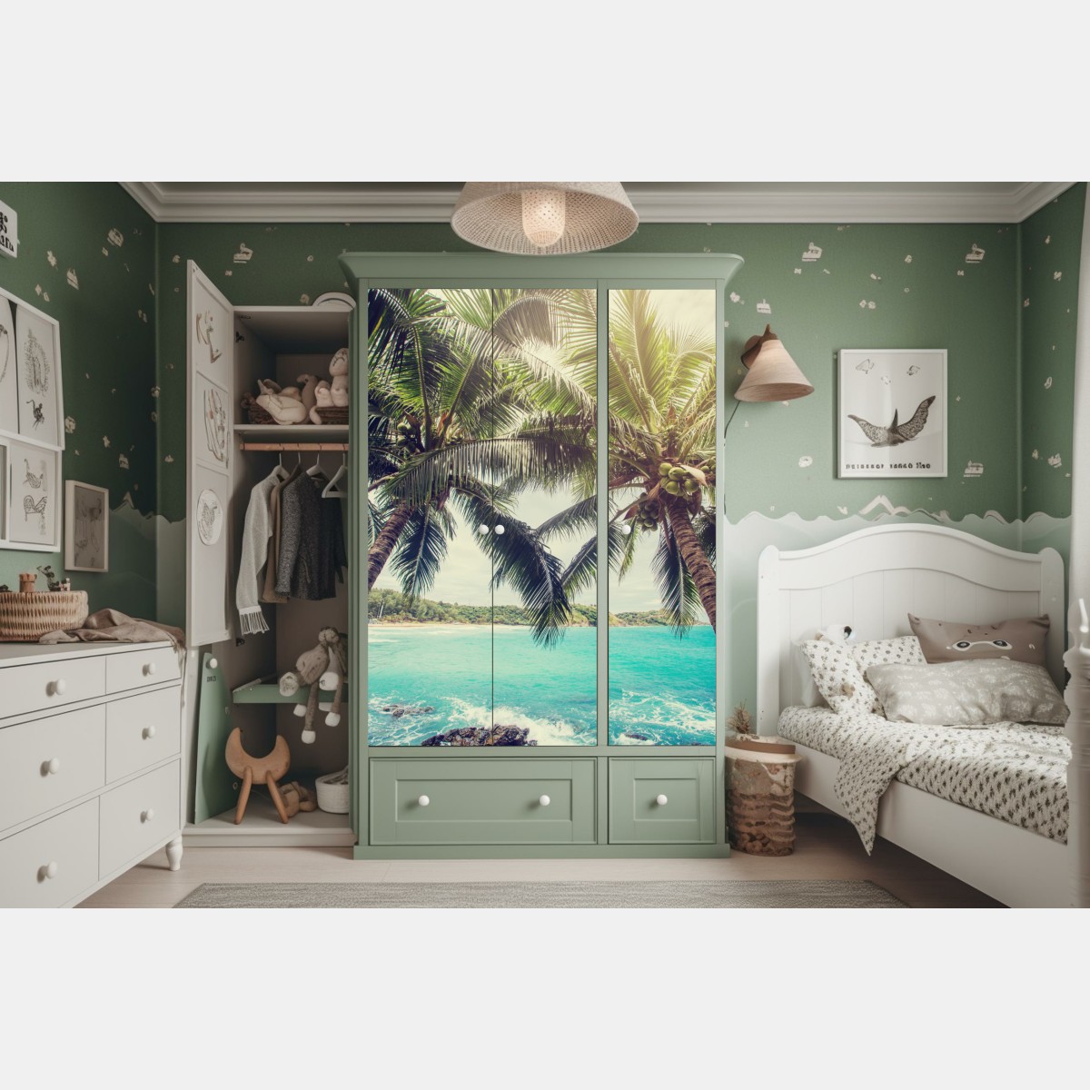 Schrankaufkleber tropische kokospalmen am türkisfarbenen meer – Wallnifity® Schrankaufkleber tropische kokospalmen am türkisfarbenen meer – Wallnifity®