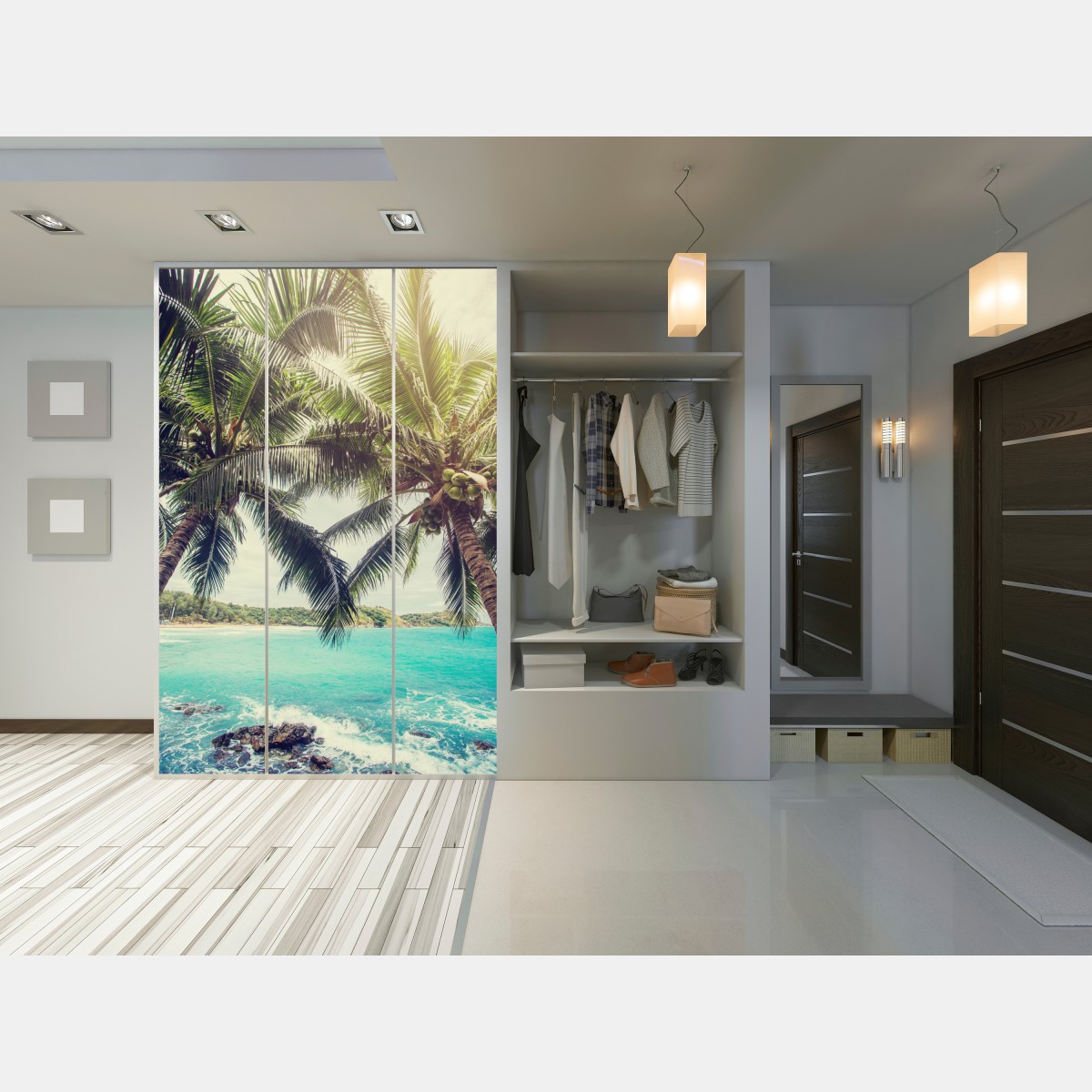 Schrankaufkleber tropische kokospalmen am türkisfarbenen meer – Wallnifity® Schrankaufkleber tropische kokospalmen am türkisfarbenen meer – Wallnifity®