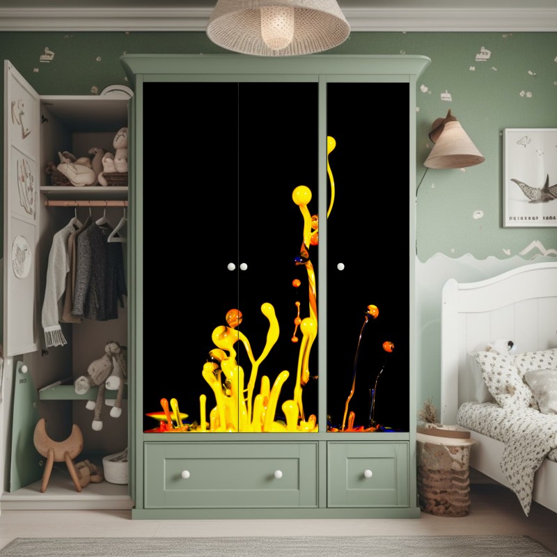 Schrankaufkleber weiße und rosa orchidee vor schwarzem hintergrund – Wallnifity®