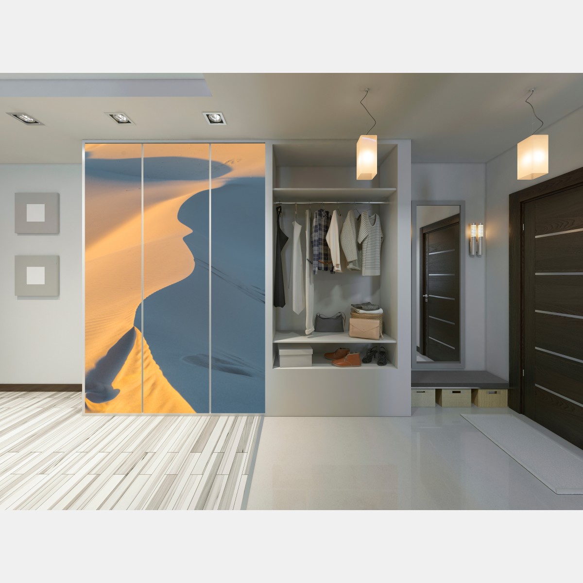 Schrankaufkleber goldene dünenkurven – Wallnifity® Schrankaufkleber goldene dünenkurven – Wallnifity®