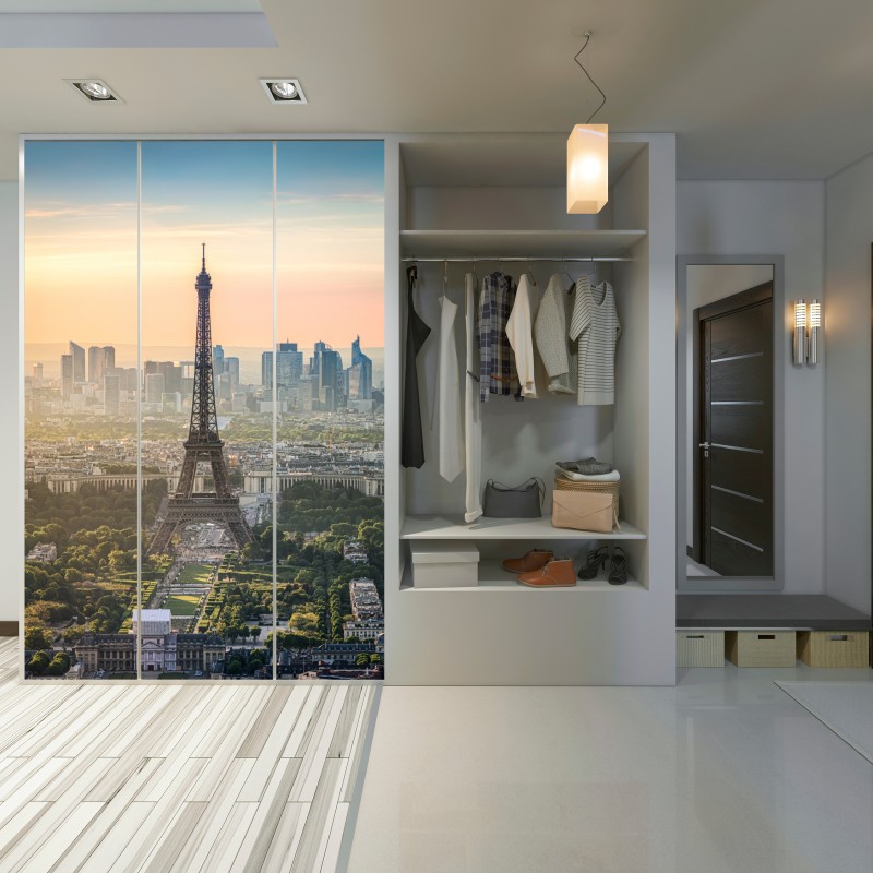 Schrankaufkleber Paris skyline mit dem Eiffelturm – Wallnifity® Schrankaufkleber Paris skyline mit dem Eiffelturm – Wallnifity®