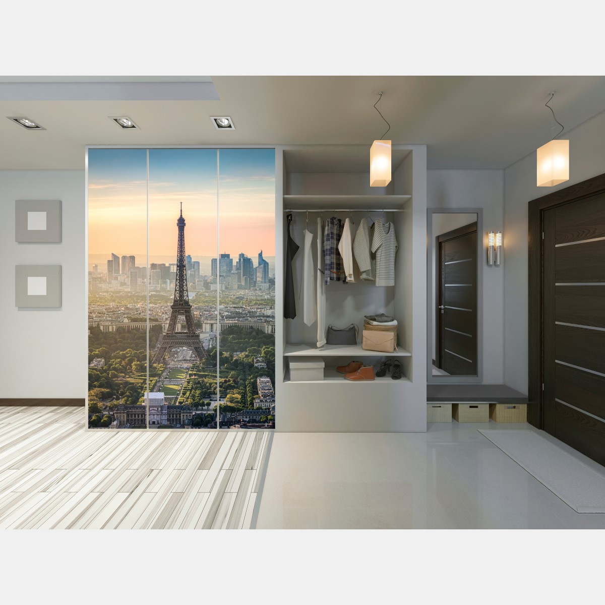 Schrankaufkleber Paris skyline mit dem Eiffelturm – Wallnifity® Schrankaufkleber Paris skyline mit dem Eiffelturm – Wallnifity®