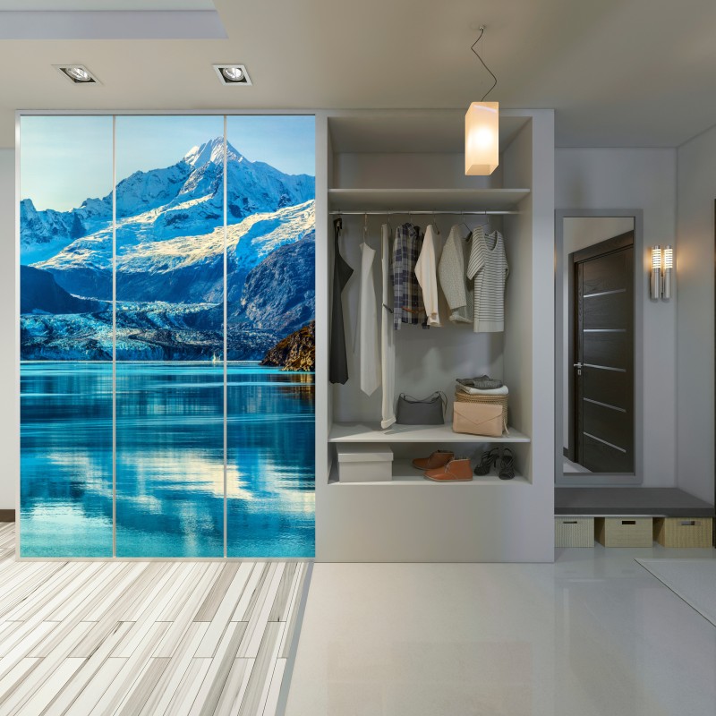 Schrankaufkleber majestätischer alpiner gletscher mit spiegelung – Wallnifity® Schrankaufkleber majestätischer alpiner gletscher mit spiegelung – Wallnifity®