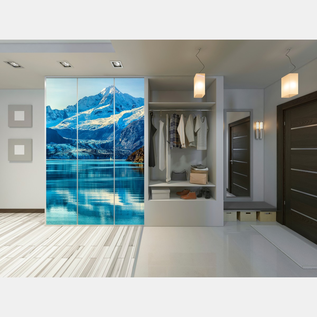 Schrankaufkleber majestätischer alpiner gletscher mit spiegelung – Wallnifity® Schrankaufkleber majestätischer alpiner gletscher mit spiegelung – Wallnifity®