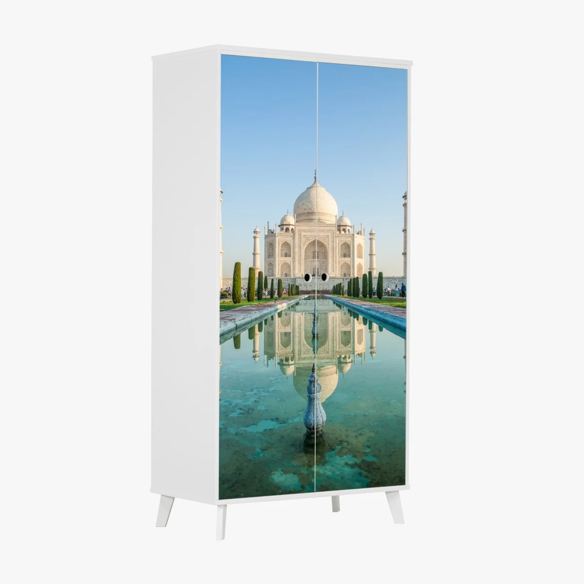 Schrankaufkleber Taj Mahal spiegelung im morgendlichen licht – Wallnifity® Schrankaufkleber Taj Mahal spiegelung im morgendlichen licht – Wallnifity®