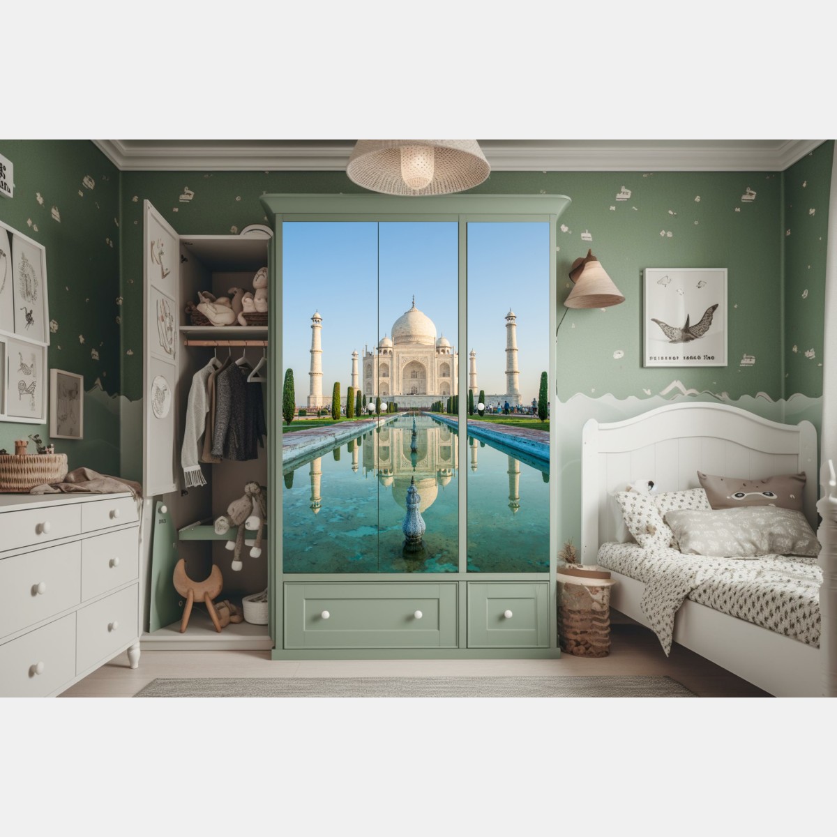 Schrankaufkleber Taj Mahal spiegelung im morgendlichen licht – Wallnifity® Schrankaufkleber Taj Mahal spiegelung im morgendlichen licht – Wallnifity®
