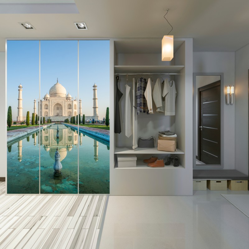 Schrankaufkleber Taj Mahal spiegelung im morgendlichen licht – Wallnifity® Schrankaufkleber Taj Mahal spiegelung im morgendlichen licht – Wallnifity®