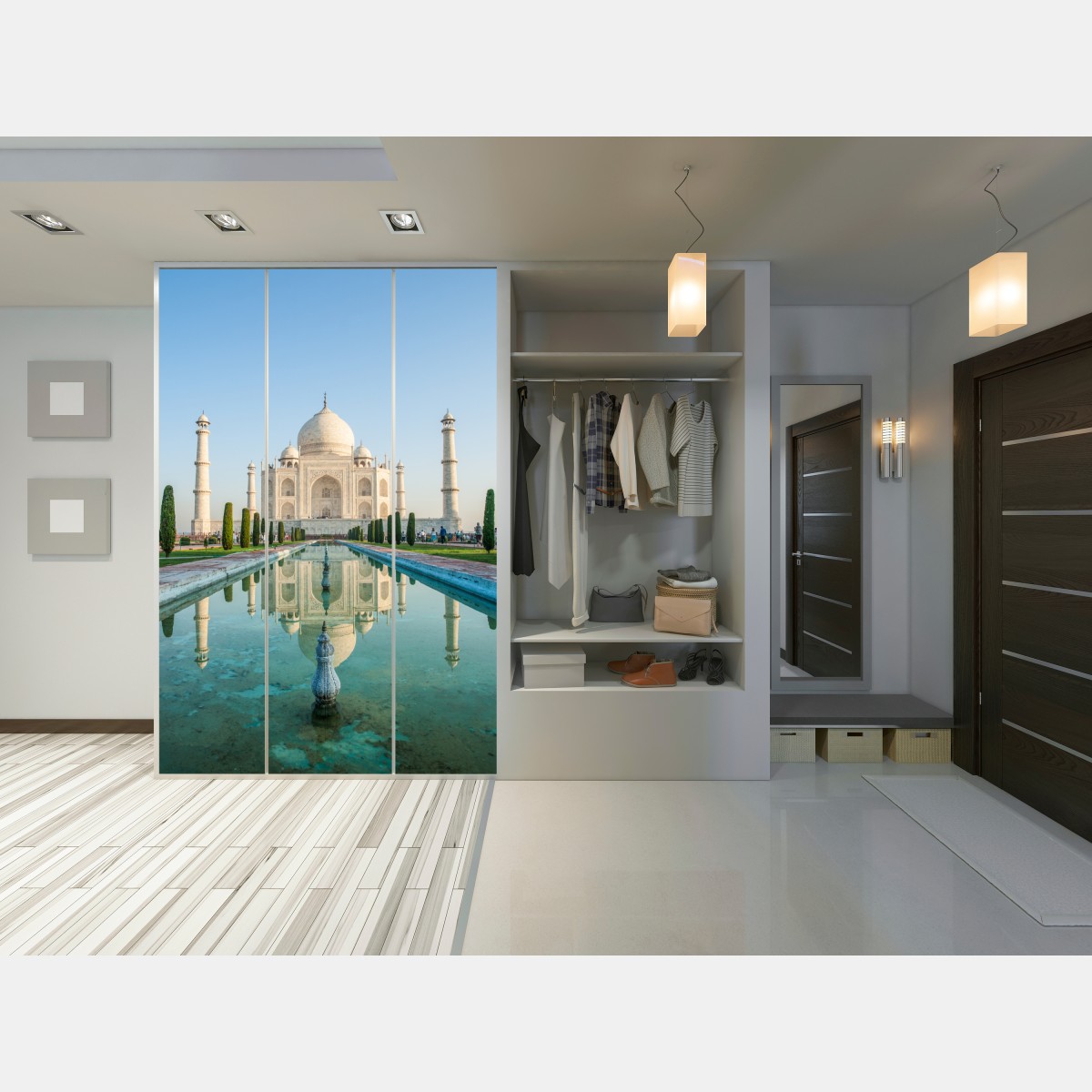 Schrankaufkleber Taj Mahal spiegelung im morgendlichen licht – Wallnifity® Schrankaufkleber Taj Mahal spiegelung im morgendlichen licht – Wallnifity®