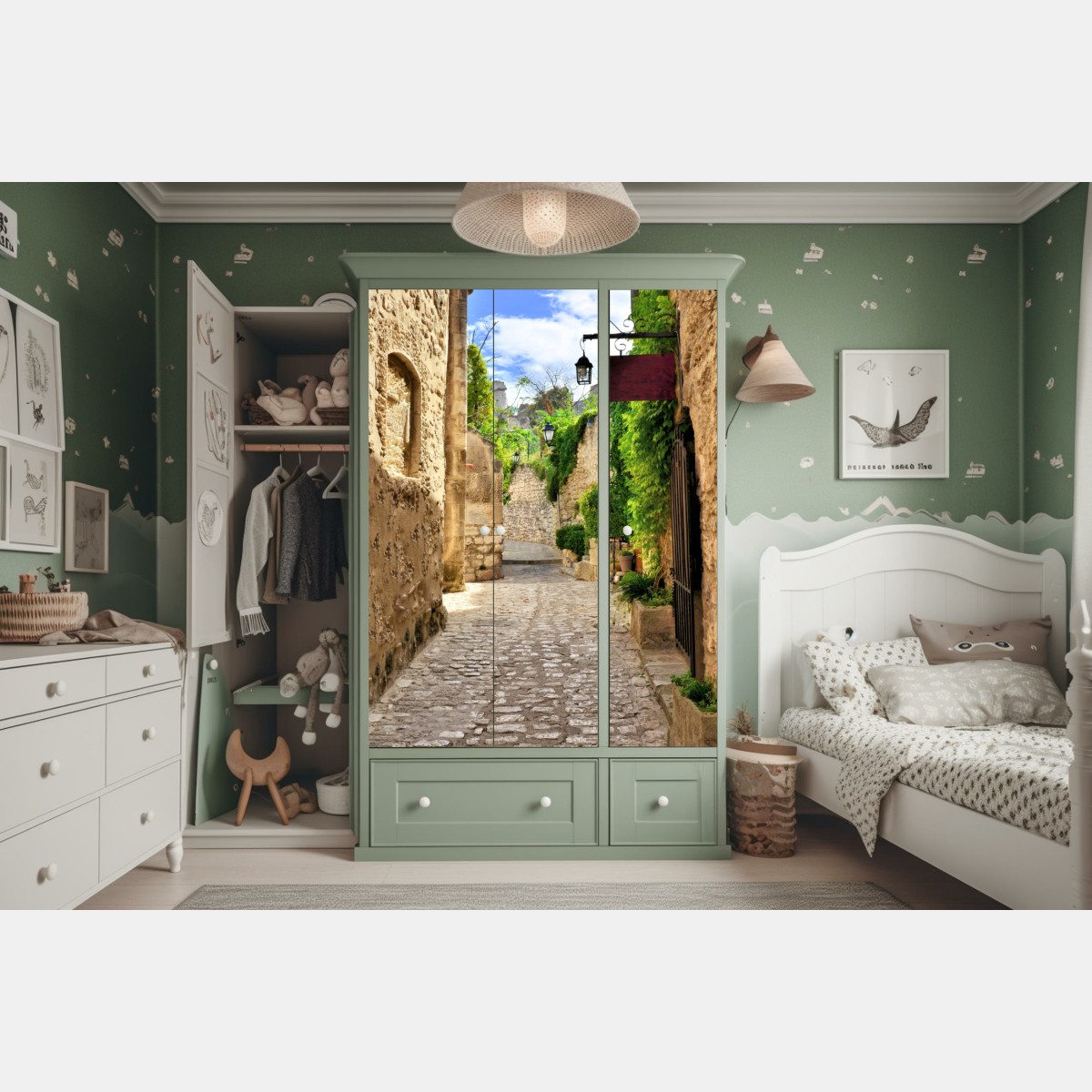 Schrankaufkleber reizende kopfsteinpflasterstraße in Les Baux de Provence – Wallnifity® Schrankaufkleber reizende kopfsteinpflasterstraße in Les Baux de Provence – Wallnifity®