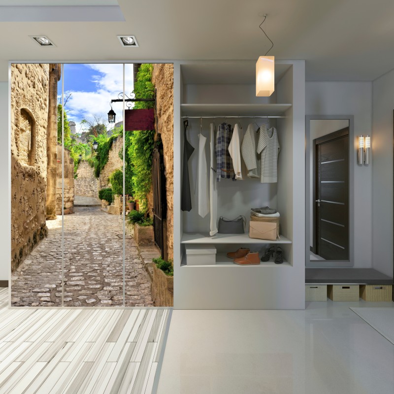 Schrankaufkleber reizende kopfsteinpflasterstraße in Les Baux de Provence – Wallnifity® Schrankaufkleber reizende kopfsteinpflasterstraße in Les Baux de Provence – Wallnifity®